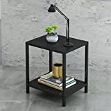 Hafenpo Black Metal Nightstand - 2 Shelf Multipurpose End Table Sturdy Durable Bedside Table Easy to Clean Suitable for Function As a Night Stand,End Table,Side Table (Black)