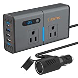 BMK 200W Car Power Inverter Newly Car Plug Adapter Outlet Charger DC 12V to 110V Car Inverter with 1.2A&2.4A USB, 1 QC3.0 USB and 1 Type C Ports