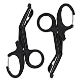 MOVOCA 2 Packs Medical Scissors with Carabiner - 7.5" Bandage Scissors Trauma Shears, Fluoride Coated Non-stick Blades Stainless Steel EMT Shears for Doctor, Nurses, Nursing Students, EMT, EMS