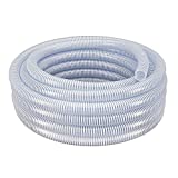 1" Dia. x 50 ft HydroMaxx Clear Flexible PVC Suction and Discharge Hose with White Reinforced Helix