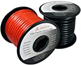 ZIGPEO 10 AWG Silicone Wire 50FT, Extra Flexible 10 Gauge Stranded Copper Wire, High Temp 392 600V - RC, Automotive, Battery | Tinned Copper Conductor - 25FT Red & 25FT Black Spools