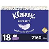 Kleenex Ultra Soft Facial Tissue, 18 Boxes, 120 Tissues per Box, 3-Ply (2160 Total Tissues) (Packaging May Vary)