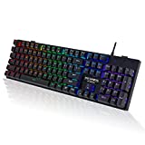 RisoPhy Mechanical Gaming Keyboard, RGB 104 Keys Ultra-Slim LED Backlit USB Wired Keyboard with Blue Switch, Durable ABS Keycaps/Anti-Ghosting/Spill-Resistant Mechanical Keyboard for PC Mac Xbox Gamer