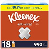 Kleenex Anti-Viral Facial Tissues, Classroom or Office Tissue, 18 Cube Boxes, 55 Tissues per Box, 3-Ply (990 Total Tissues)