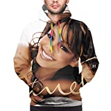 Janet Jackson All for You Men's Casual Fashion Long-Sleeved Pullover Pattern Hooded Sweatshirt 3X-Large Black