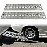 HECASA Truck Car Auto Trailer Ramps 72" X 15" X 2.25" 10000 LBS Universal Hook Attaching End Knife Foot Silver Aluminum