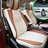 FH Group Car Seat Cover Cushion Front Set Seat Covers for Cars Trucks SUV, Beige Ultra Comfort Deluxe Leatherette, Waterproof Car Seat Cover Cushion, Universal Fit Car Seat Protector