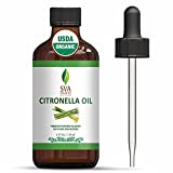 SVA ORGANICS Citronella Essential Oil Organic USDA 4 Oz Pure Natural Therapeutic Grade Oil for Skin, Body, Diffuser, Candle Making