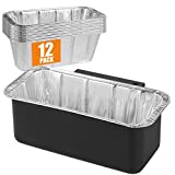 Grease Cup for Blackstone Stove, Grease Drip Catcher Pan with 12 Pack Drip Pan Liners, Grease Catcher Compatible with Blackstone 28" 30" 36" Griddles, Black Coated Steel Grill Collection Tray