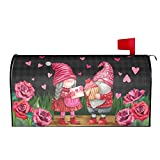 Valentines Day Mailbox Cover Floral Gnomes Magnetic Mailbox Cover 21 X 18 in Romance Valentines Mailbox Wraps Post Box Cover for Garden Yard Farmhouse Home Decor