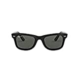 Ray-Ban Unisex-Adult Rectangular Sunglasses Black Frame Green Lens Medium