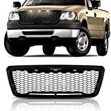 BoardRoad Front Grille Front Hood Grill Raptor Style Gloss Black with 3 LED Lights Fit For 04-08 Ford F150 Including XL XLT FX2 FX4 STX XTR Flotillera Lariat King Ranch Platinum
