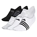 adidas womens Superlite Super No Show Socks (6-Pair), White/Cool Light Heather/Black, Medium