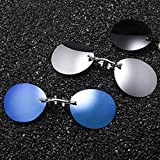 GRHOSE Clip Nose Sunglasses Men Round Glasses Matrix Morpheus Vintage Sun Style (Black)