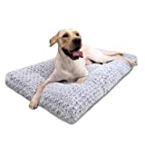 Washable Dog Bed Deluxe Plush Dog Crate Beds Fulffy Comfy Kennel Pad Anti-Slip Pet Sleeping Mat for Large, Jumbo, Medium, Small Dogs Breeds, 35" x 23", Gray