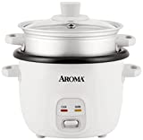 Aroma Housewares 4-Cup (Cooked) / 1Qt. Rice & Grain Cooker with Automatic Warm Mode, Steamer, One-Touch Operation, White (ARC-302-1NG),2 cup (uncooked rice)