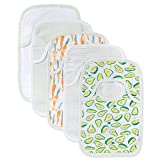 Burt's Bees Baby unisex baby Bibs, Lap-shoulder Drool Cloths, 100% Organic Cotton With Absorbent Terry Towel Backing Bibs, Carrots & Avocados, 5-Pack US