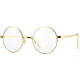 Pro Acme Retro Round Metal Frame Clear Lens Glasses Non-Prescription(Gold Frame/Clear Lens)