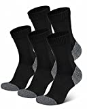 5 Pack Mens Athletic Crew Socks Comfort Fit Quick Dry for Running Working Cycling Training Black 9-12(L)