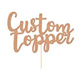 Personalized Cake Topper Birthday Cake Toppers 11 Colours Wedding Cake Topper with Any Text Numbers Double Sided Glitter Cake Decoration for Anniversary Baby Shower(Red Gold))