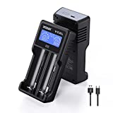 XTAR 21700 Battery Charger VC2L 18650 Charger 2 Slot 2022 Version with LCD Display Max 2A Rechargeable Liion and AA Charger Not Included Any Batteries(VC2L)