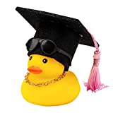 wonuu Car Rubber Duck Graduation Duck Decoration Dashboard Car Ornament for Car Dashboard Decoration Accessories with Mini Bachelor Cap Necklace and Sunglasses for Graduate Gifts(Random Tassel Color)