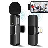 Wireless Microphone for iPhone iPad, Wireless Clip Mic, Wireless Lavalier Microphone, Wireless Microphones, Plug-Play Microphone for Iphone Video Recording, Live Stream, YouTube, Facebook, TikTok