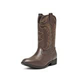 DREAM PAIRS Cowgirl Cowboy SDBO214K Western Boots Boys Girls Mid Calf Riding Shoes Brown Size 13 Little Kid