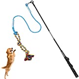 DIBBATU Flirt Pole for Dogs Interactive Dog Toys for Large Medium Small Dogs Chase and Tug of War, Dog Teaser Wand with Lure Chewing Toy for Outdoor Exercise & Training.
