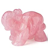 2" Rose Quartz Elephant Decor Healing Crystal Cute Polished Natural Stone Hand-Carved Big Pink Sculpture Statue Figurines Gemstone Energy Hippie Home Room Office Desk Decoration Gifts for Women Men