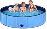 Kiddie Pool 71" x 12" JECOO Kid Pool Plastic Dog Pool for Extra Large Dogs Foldable Pet Bathing Tub Portable Outside Swimming Pool