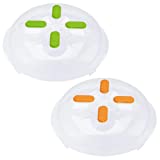 2 Pack Magnetic Microwave Splatter Cover Shield Guard For Food Plate Dish for Microwave Oven Cooking Anti-Splatter Lid with Steam Vents BPA Free Large | Green & Orange Hover Cover