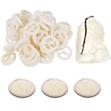 50Pcs Natural Loofah Slice of 3.15inch, Reusable Natural Loofah Cuts for Cleaner Sponge Scrubber, Facial Soap Holder and DIY Customize Soap Tools, with 3Pcs Exfoliating Loofah Pad and 1 Storage Bag