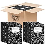 VEEBOOST Composition Notebooks, Wide Ruled Composition Notebook, Black Marble Covers Composition Notebook, 100 sheets (48, Wide Ruled Composition)