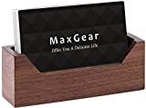 MaxGear Wood Business Card Holder for Desk Business Card Display Holder Desktop Business Card Stand for Office, Tabletop - Rectangle with Wide Open Design