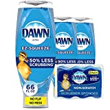 Dawn Dish Soap EZ-Squeeze Dishwashing Liquid + Non-Scratch Sponges for Dishes, Original Scent, Includes 3x22oz Bottles + 2 Sponges