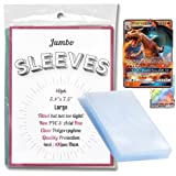 40 Pack Jumbo Pokemon Card Sleeves Fitted for Large Oversized Trading Cards Games and Big Photo with Premium Quality Clear Thermo Plastic Protection - Large 5.4x7.5 (NOT for Binder)