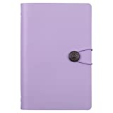 JIALINY A6 PU Leather Notebook Small Binder refillable Journal -6 Ring Binder for Filler Paper Notebook, Loose Leaf Personal Planner Organizer Binder Soft Cover 7.48x4.72(Lilac)