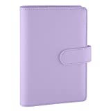 Antner A6 PU Leather Notebook Binder Refillable 6 Ring Binder for A6 Filler Paper, Loose Leaf Personal Planner Binder Cover with Magnetic Buckle Closure, Purple