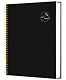 Hardcover Spiral Notebook 8.5"x11" Subject Notebooks Large Spiral Notebooks College Ruled Spiral Bound Journal 3-Hole Punched Paper Work Notebook for Office Meeting,Black