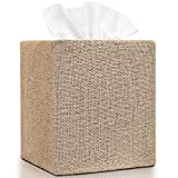 Stylish Tissue Box Cover - This Burlap Holder Instantly Covers Your Square Tissue Boxes - The Perfect Cube Cover for Your Bathroom and Home