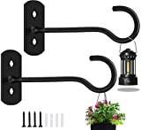 ASZUNE Wall Hook Hanging Plant Bracket 6inch Hanging Plant Hook,Wall Plant Hanger for Hanging Lanterns, Bird Feeder, Flower Basket, Home Decor Indoor & Outdoor 2 Pack Black