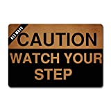 CLZ Mats Caution Watch Your Step t Home Decor Area Rugs Welcome Doormats Entrance Floor Mat Funny Doormat Home and Office Decorative Indoor/Garden/Kitchen Mat Household Presents Anti-Slip Rubber Back