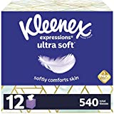 Kleenex Expressions Ultra Soft Facial Tissues, Soft Facial Tissue, 12 Cube Boxes, 45 Tissues per Box, 3-Ply (540 Total Tissues)