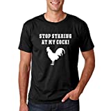 CBTwear Stop Staring at My Cock! - College Drinking Party Humor Tee, Animal Puns - Men's T-Shirt (Black, X-Large)