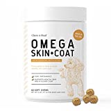 Chew + Heal Salmon Oil for Dogs - Dog Skin and Coat Supplement Chews - Fish Oil Blend of Essential Fatty Acids, Dog Omega 3, 6, and 9, Vitamins, Antioxidants and Minerals - 60 Soft Chews