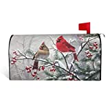 AEIOAE Winter Cardinal Bird Mailbox Covers Magnetic Standard Size 18" x 21", Winter Snow Birds Mailbox Covers Mail Wraps Cover Letter Post Box for Gardern Yard Outdoor Decor