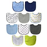 Neat Solutions 10 Pack Water Resistant Bib Set Blue/Grey Assorted