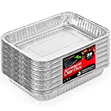 Stock Your Home 1.25 Aluminum Drip Pan (25 Count) Disposable Foil Liner, Compatible with Weber Grills, Dripping Pans, BBQ Grease Tray to Catch Oil, Outdoor Weber Grill Accessories