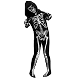 CUPOHUS Halloween Costume, Skeleton Costume Bodysuit Jumpsuit - Scary Black and White Halloween Jumpsuit Costume, Unisex, Creepy (Kids-S)